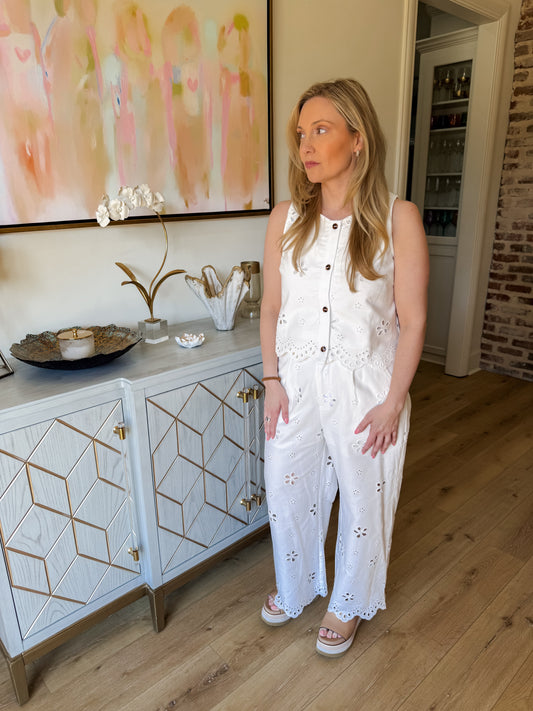 Eyelet Pants Set