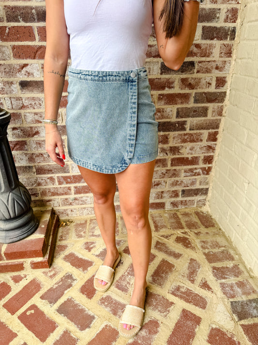 Relaxed Denim Skort