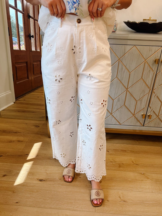 Eyelet Denim Pants