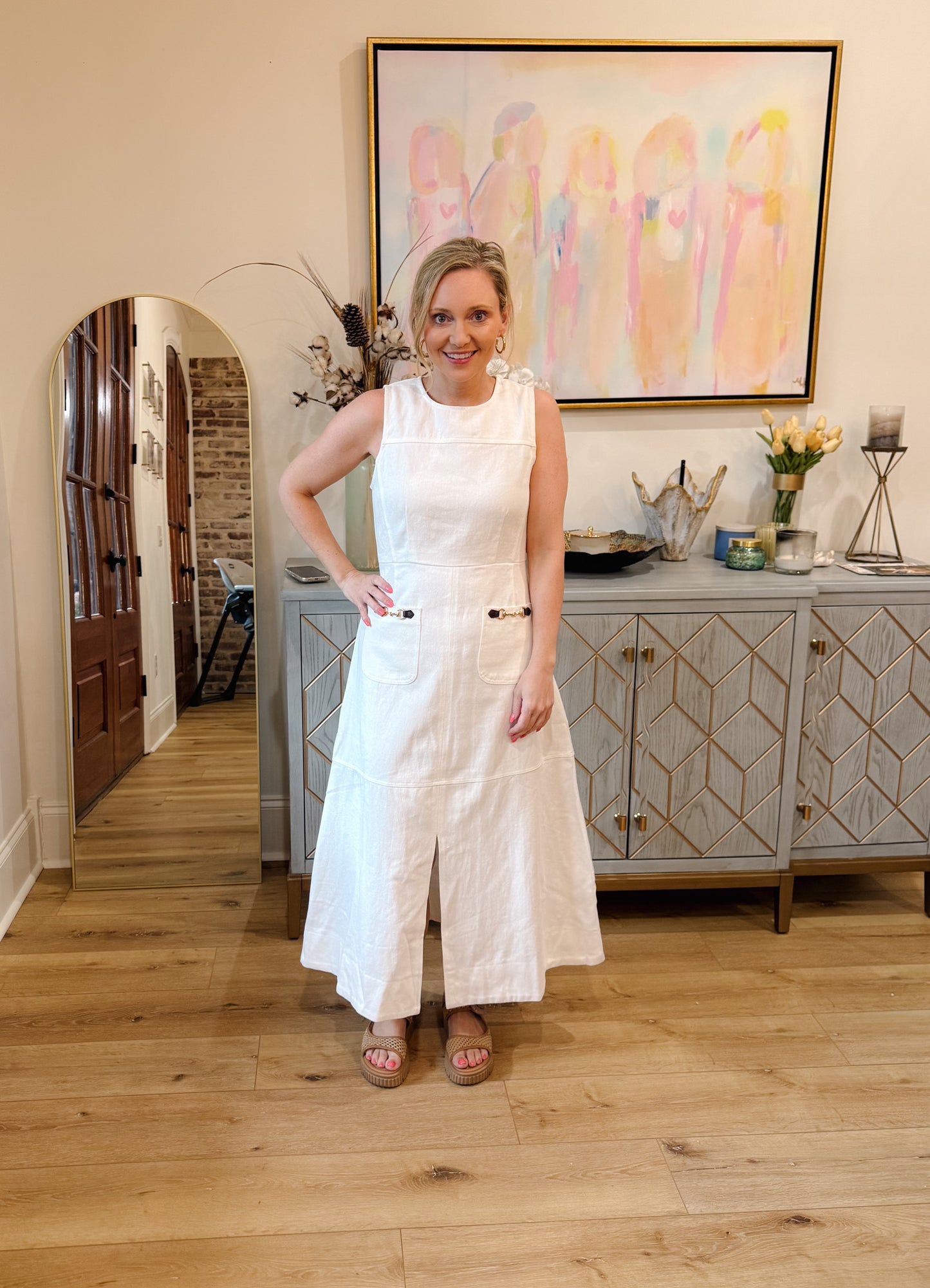 White Denim Midi