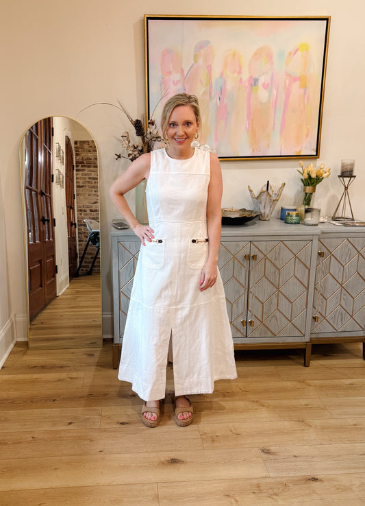 White Denim Midi