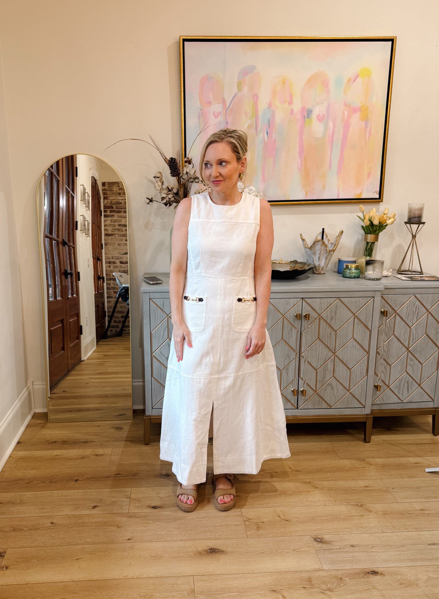 White Denim Midi