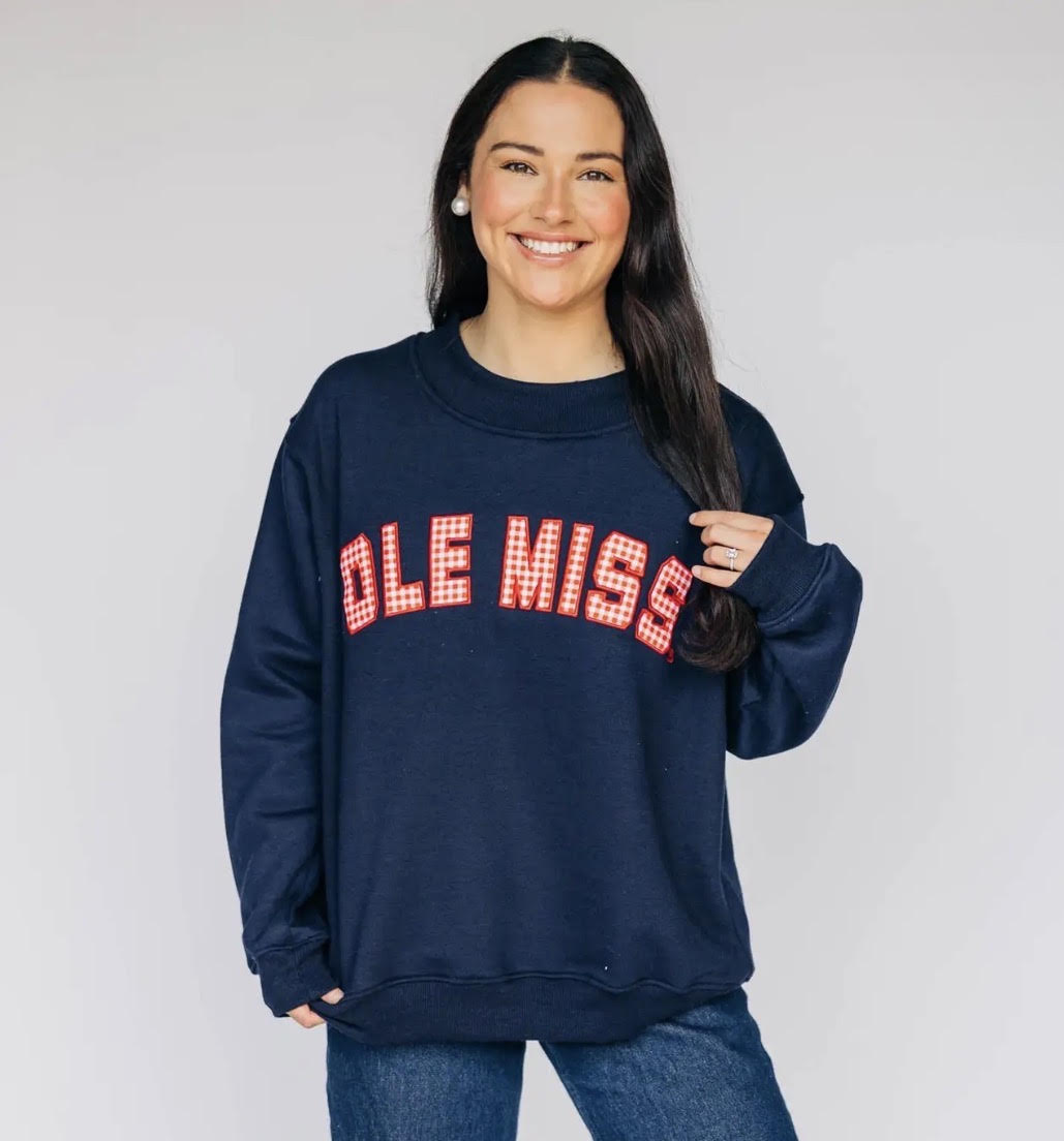 Mallory Mock Neck Ole Miss Gingham